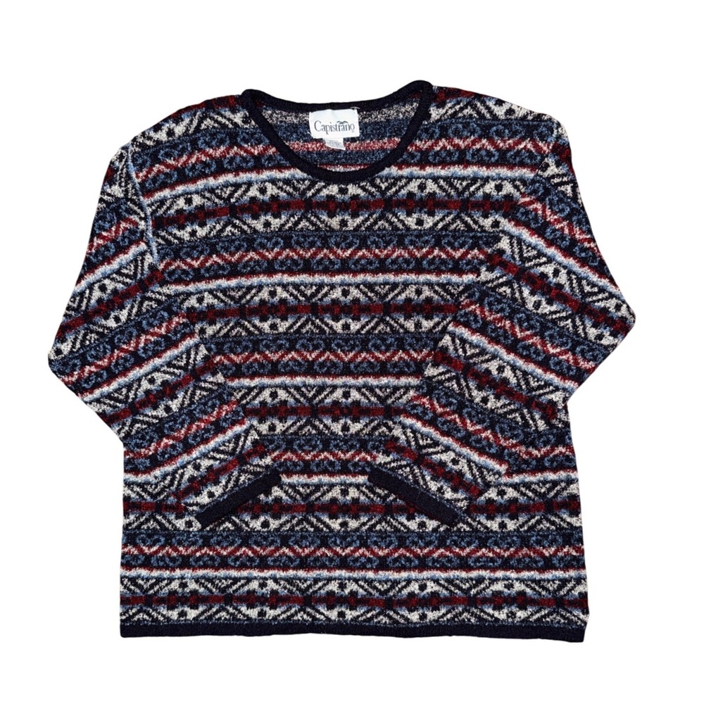Vintage Fair Isle Sweater Cosby Retro Cabincore Cozy Grandmacore Shoulder Pads